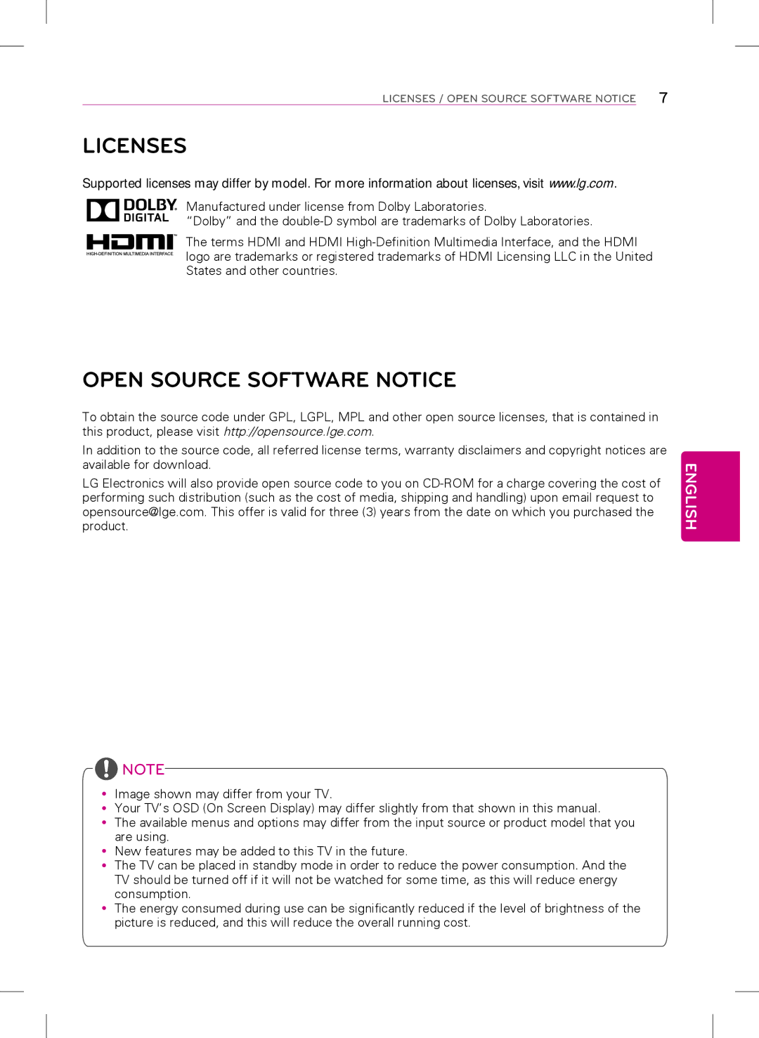 LG Electronics 24LB4510, 22LB4510, 29LB4510 owner manual Licenses, Open Source Software Notice 