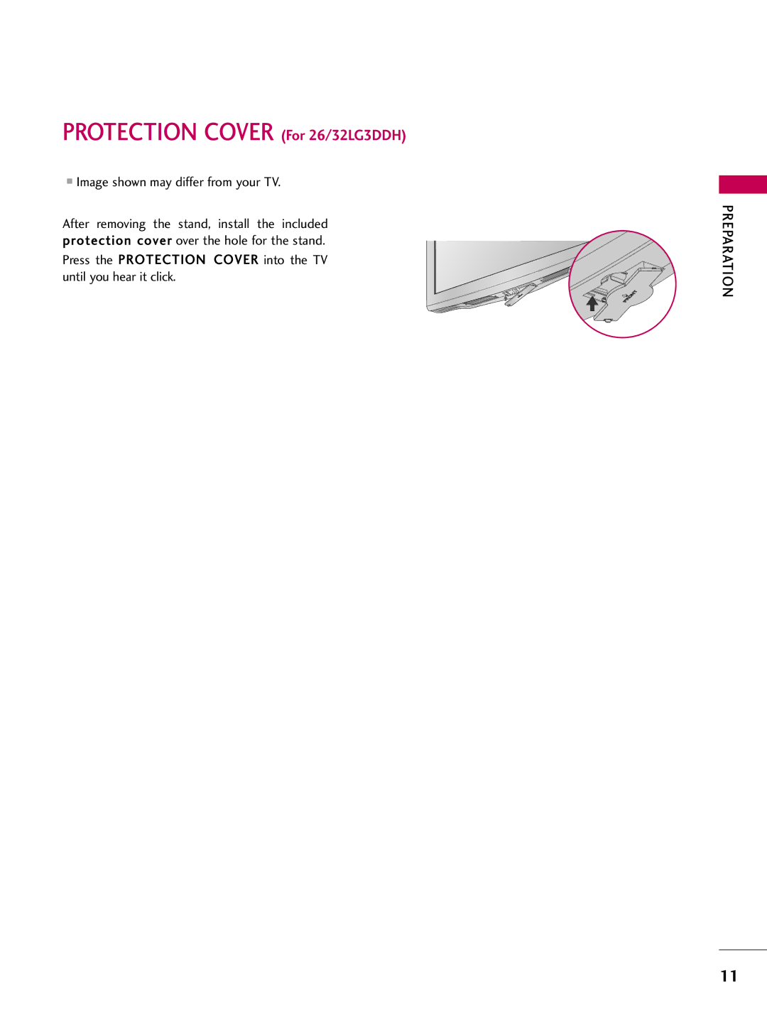 LG Electronics 22LG3DDH owner manual Protection Cover For 26/32LG3DDH 