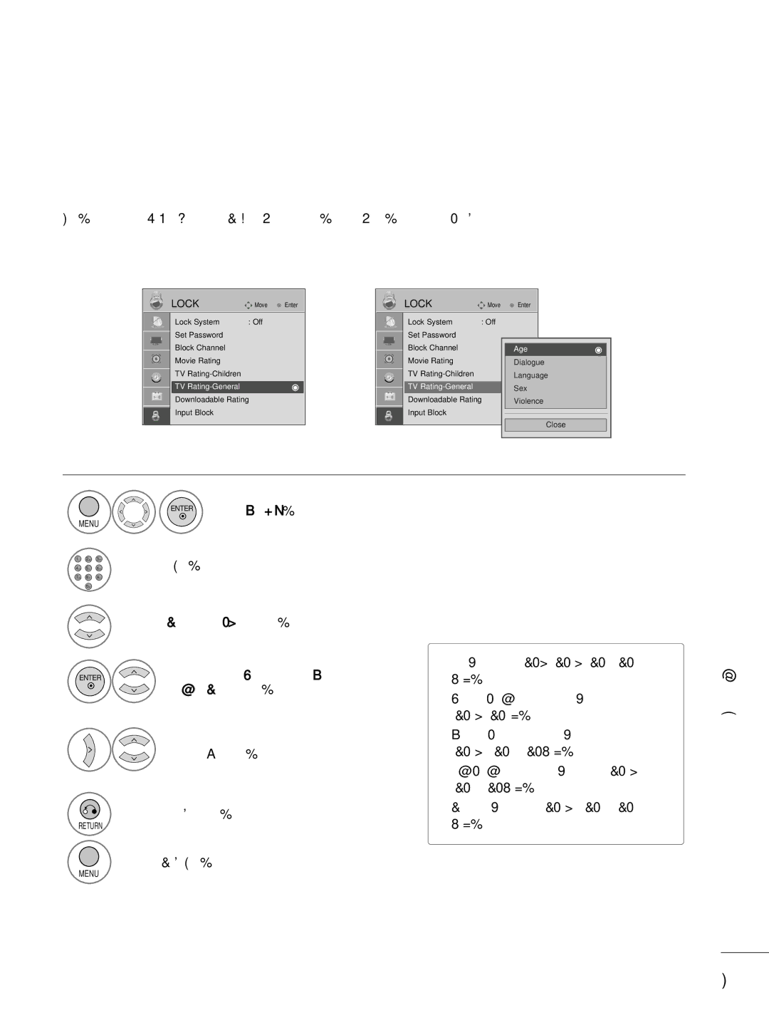 LG Electronics 22LG3DDH owner manual TV Rating General 