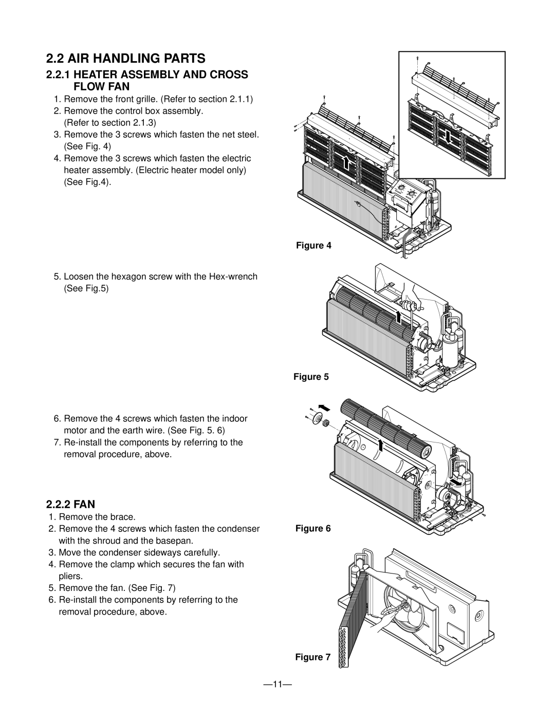 LG Electronics 230/208V service manual AIR Handling Parts, Heater Assembly and Cross Flow FAN, 2 FAN 