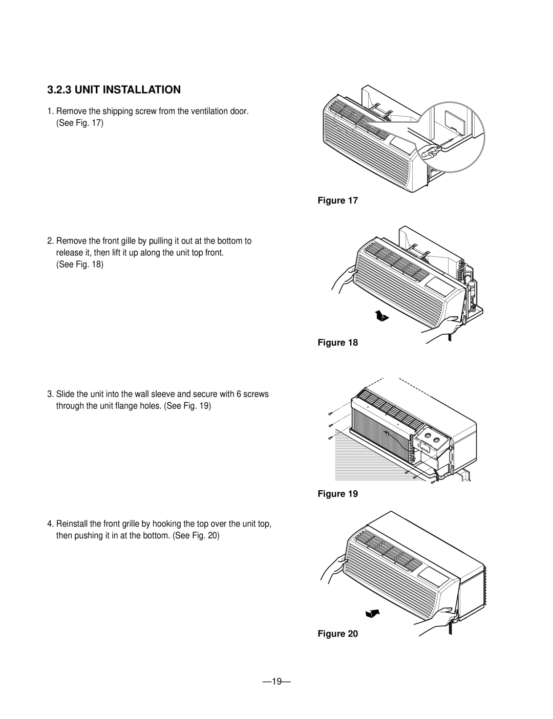 LG Electronics 230/208V service manual Unit Installation 