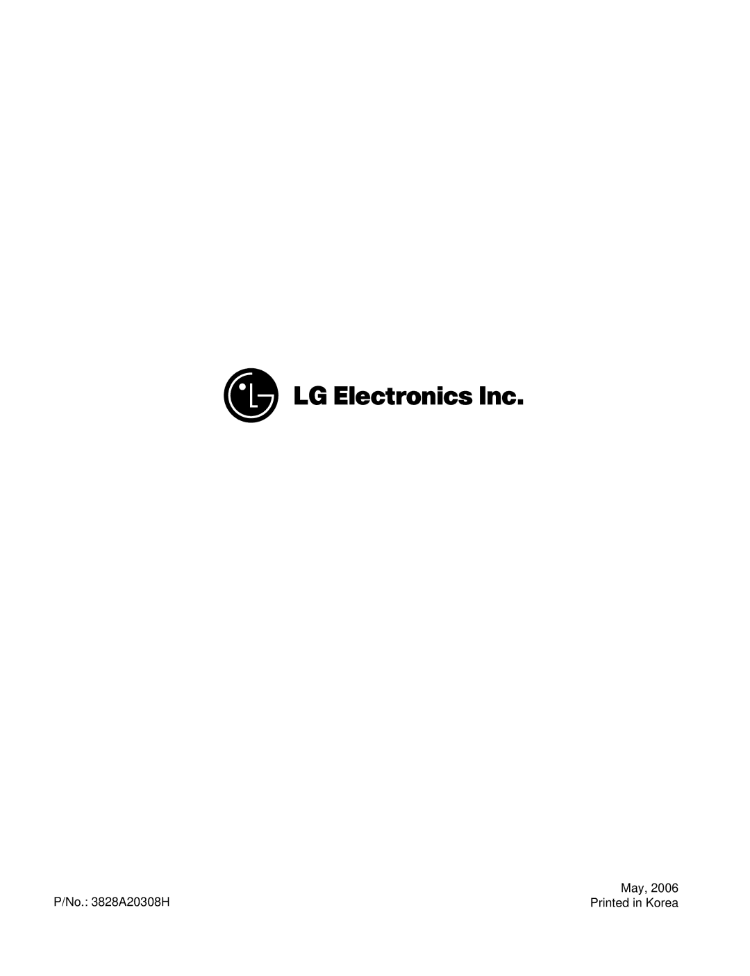 LG Electronics 230/208V service manual No A20308H May 