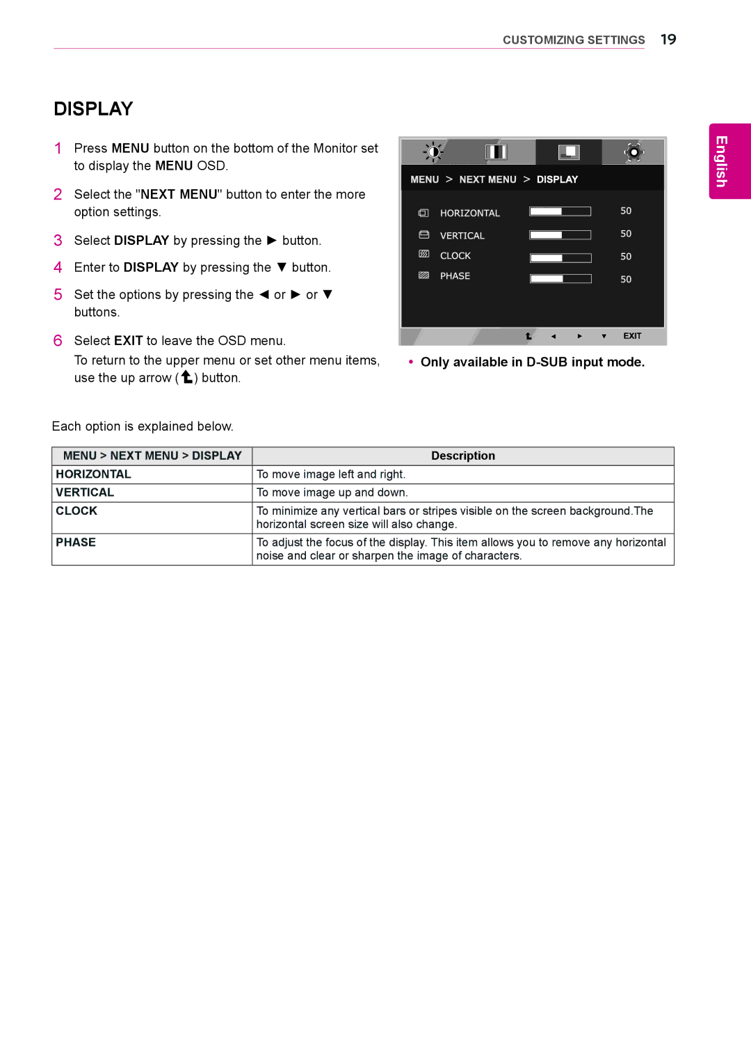 LG Electronics 23CAV42K owner manual Display 