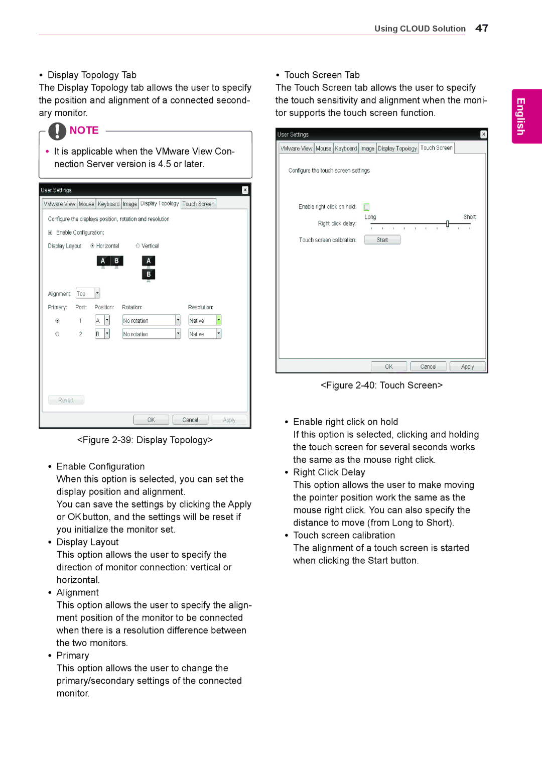 LG Electronics 23CAV42K owner manual Ary monitor Tor supports the touch screen function, Yy Right Click Delay 