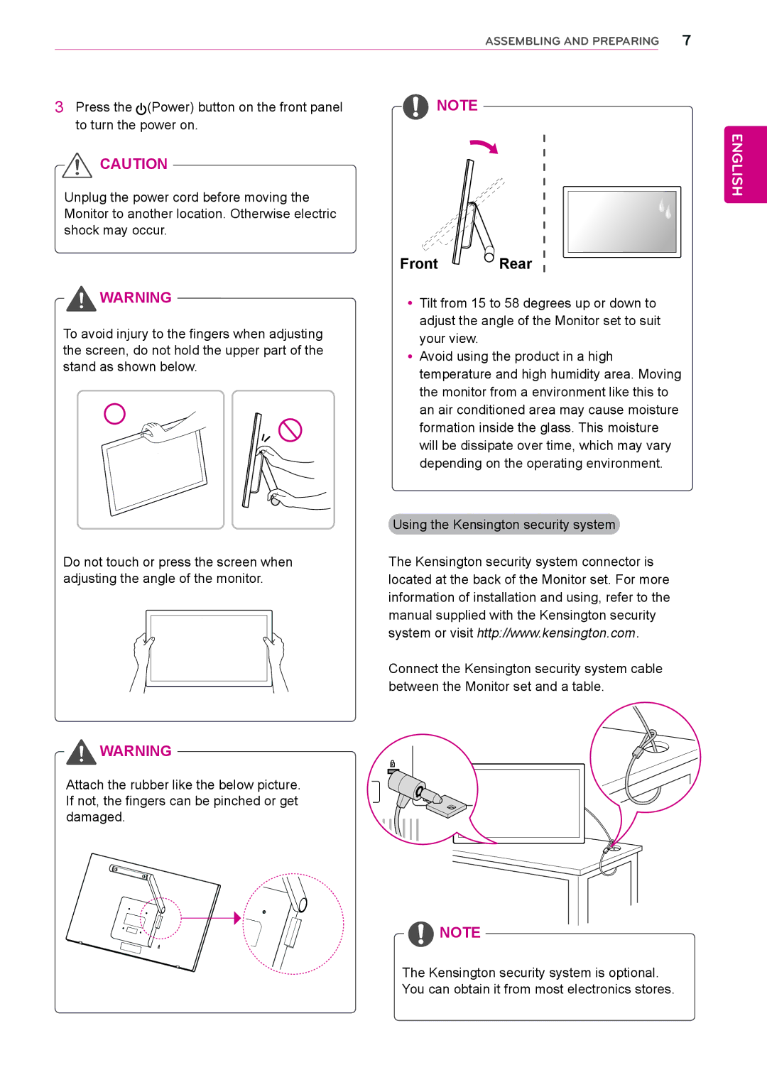 LG Electronics 23ET63V owner manual Front Rear 