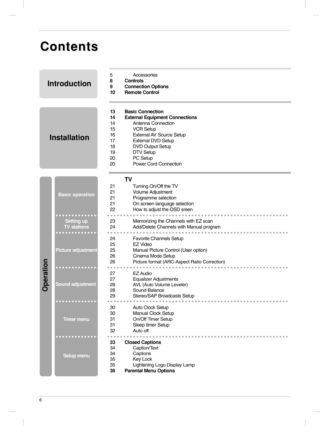 LG Electronics 23LX1RV owner manual Contents 