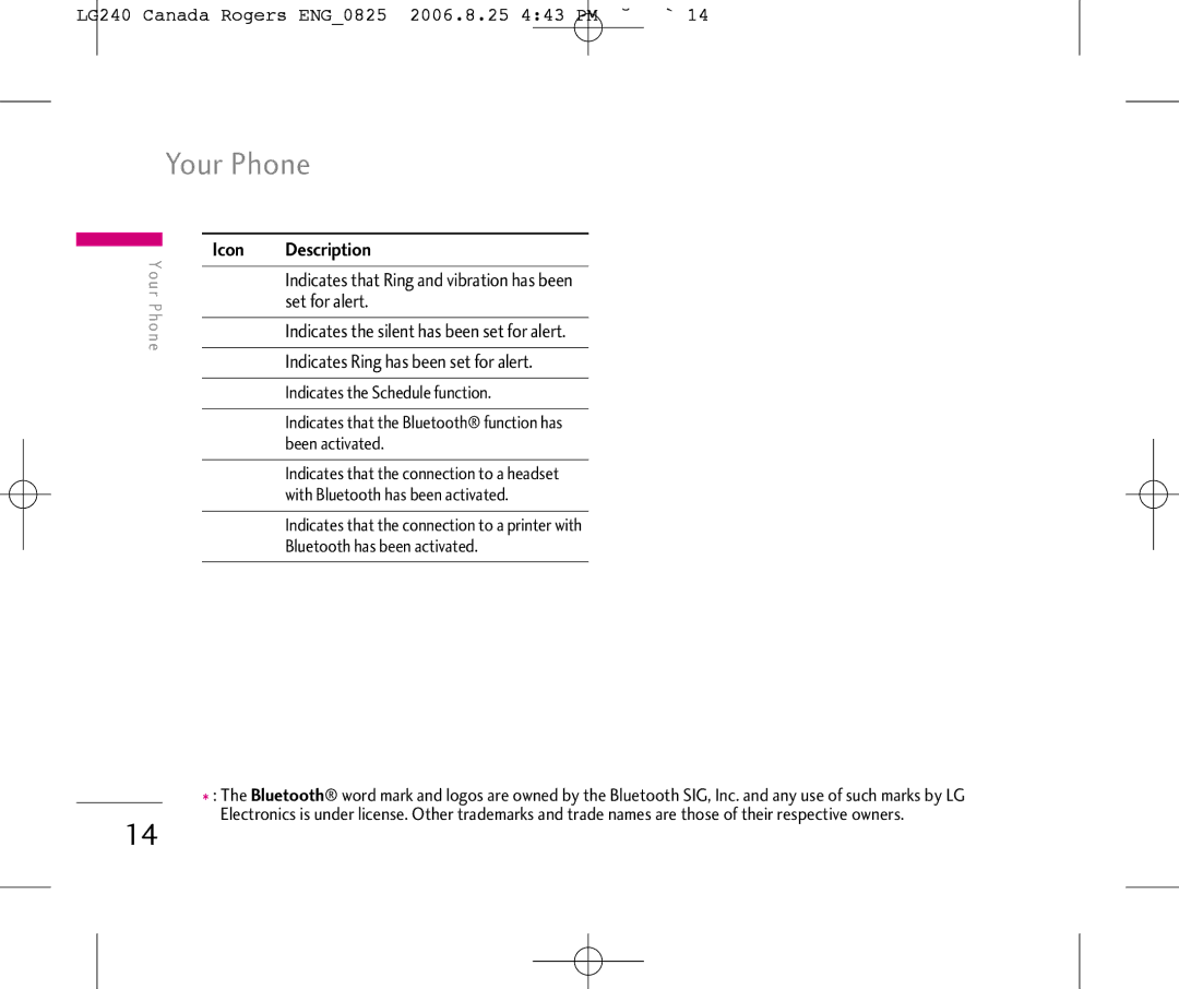 LG Electronics manual LG240 Canada Rogers ENG0825 2006.8.25 443 PM ˘`14 