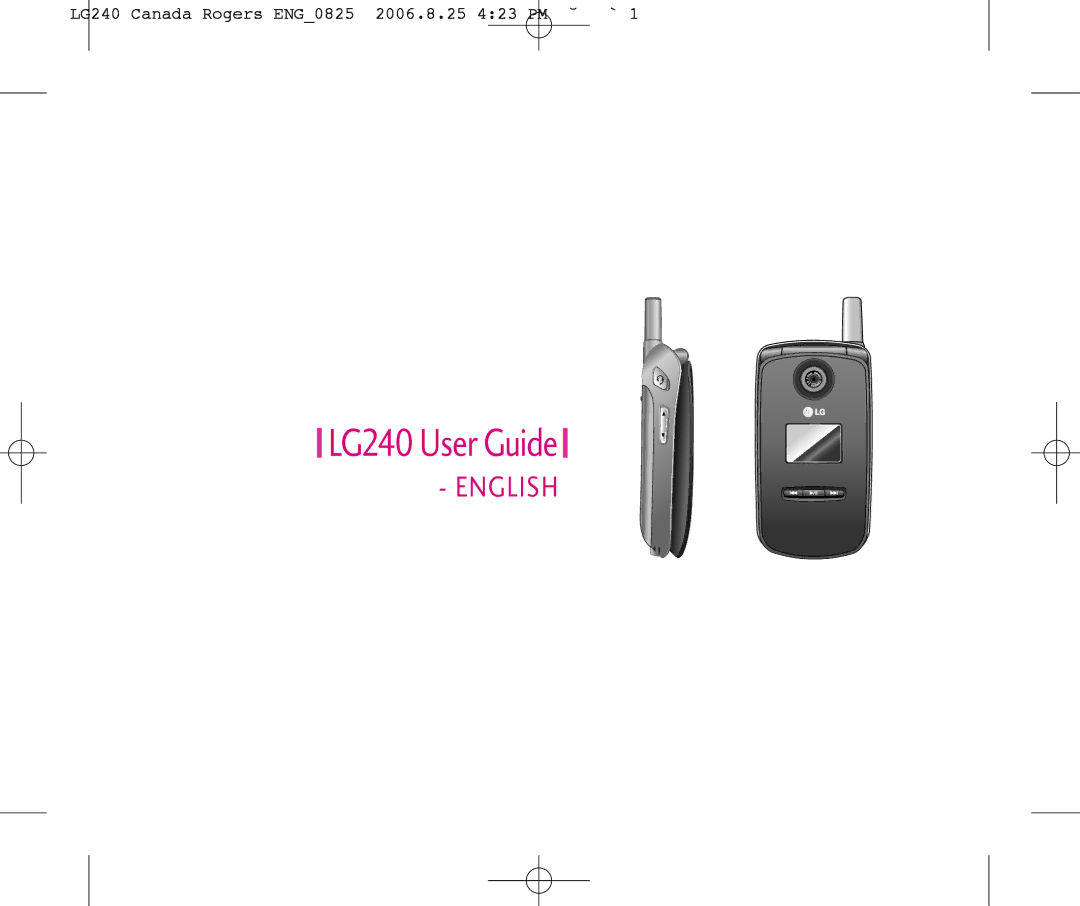 LG Electronics manual LG240 User Guide, LG240 Canada Rogers ENG0825 2006.8.25 423 PM ˘`1 