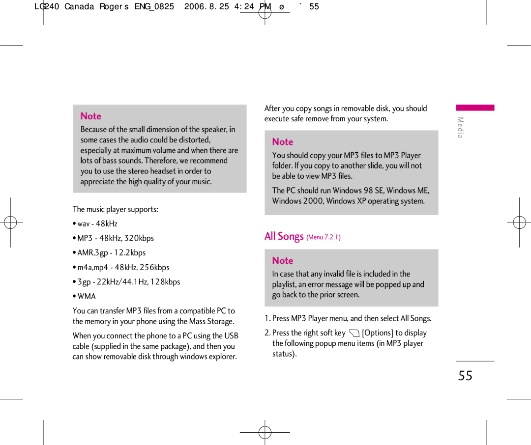 LG Electronics manual LG240 Canada Rogers ENG0825 2006.8.25 424 PM ˘`55, Wma 