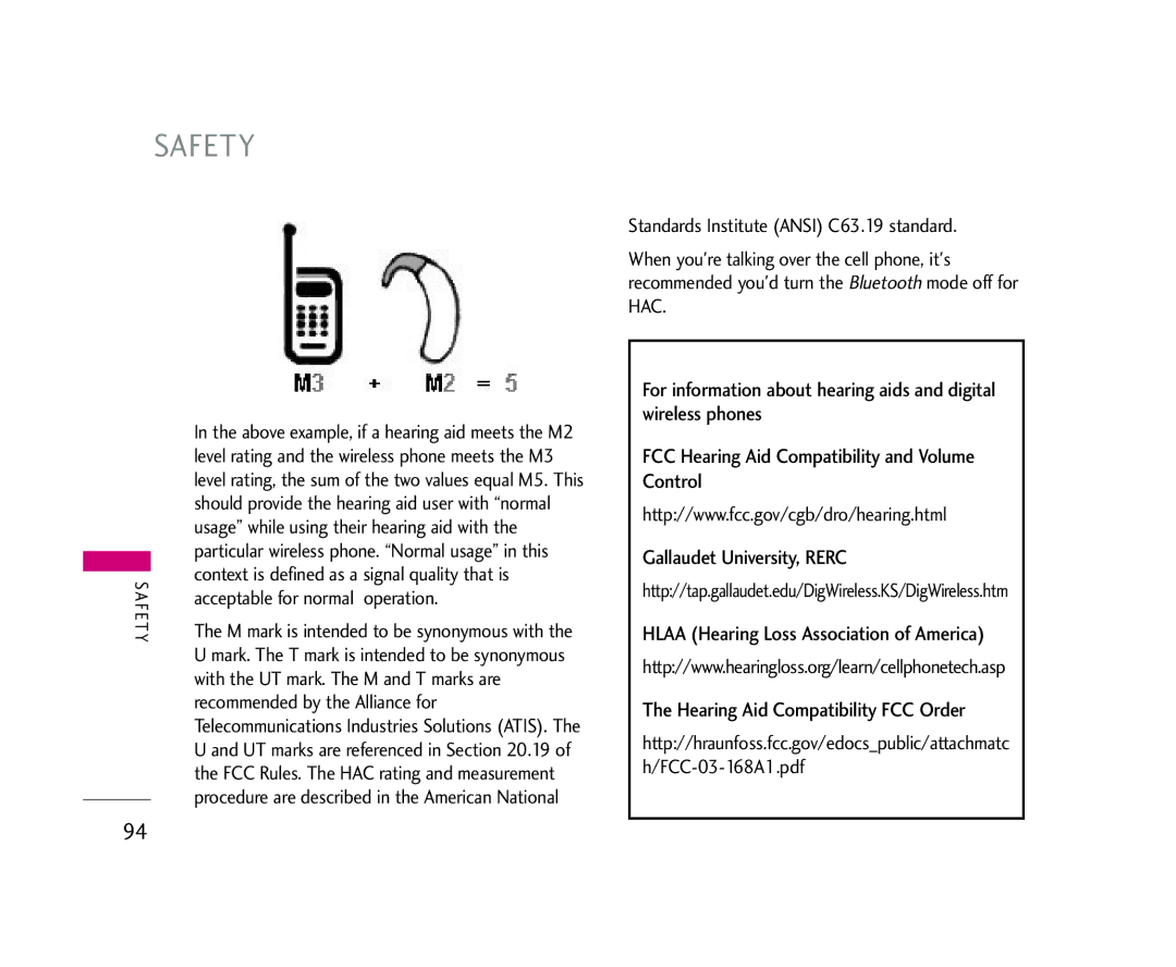 LG Electronics 245 manual Usage while using their hearing aid with, Context is defined as a signal quality that is 