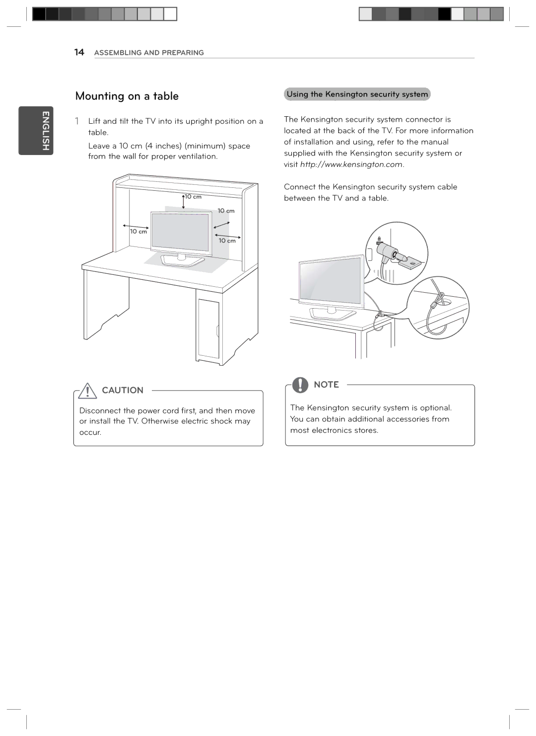 LG Electronics 24LN4510, 29LN4510 owner manual Mounting on a table 