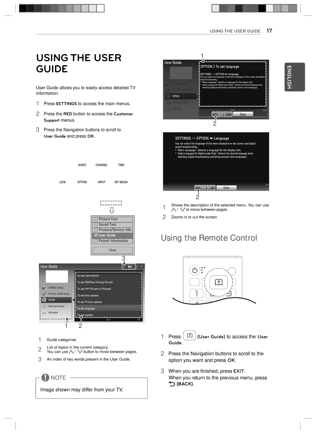 LG Electronics 29LN4510, 24LN4510 owner manual Using the Remote Control, Support menus 