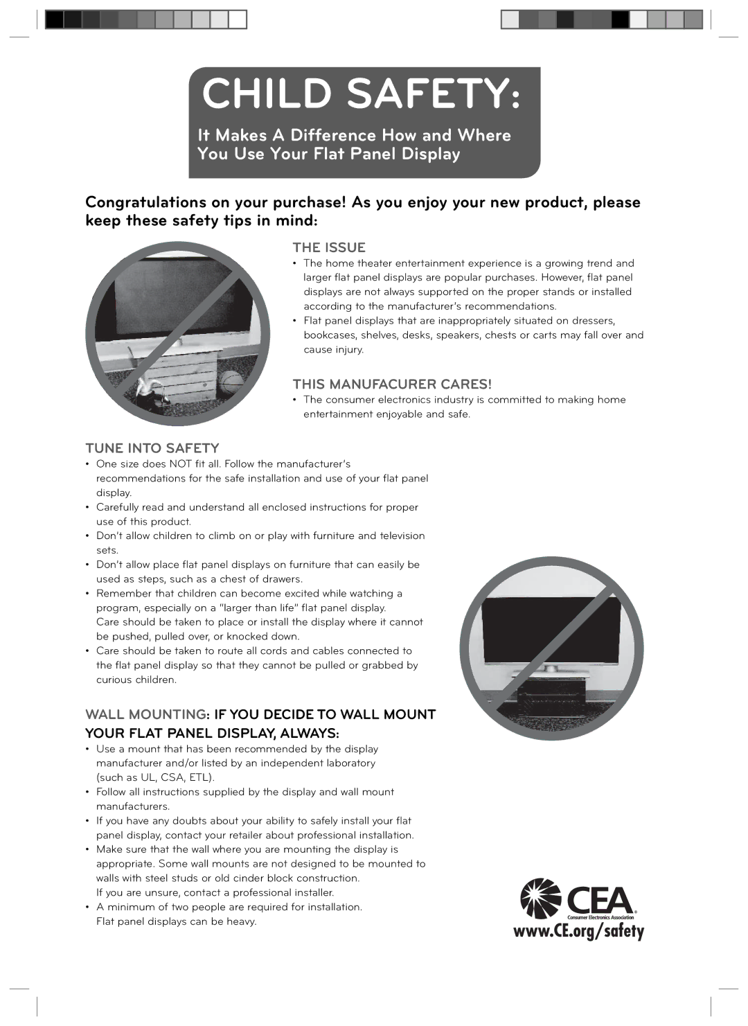 LG Electronics 29LN4510, 24LN4510 owner manual Child Safety 