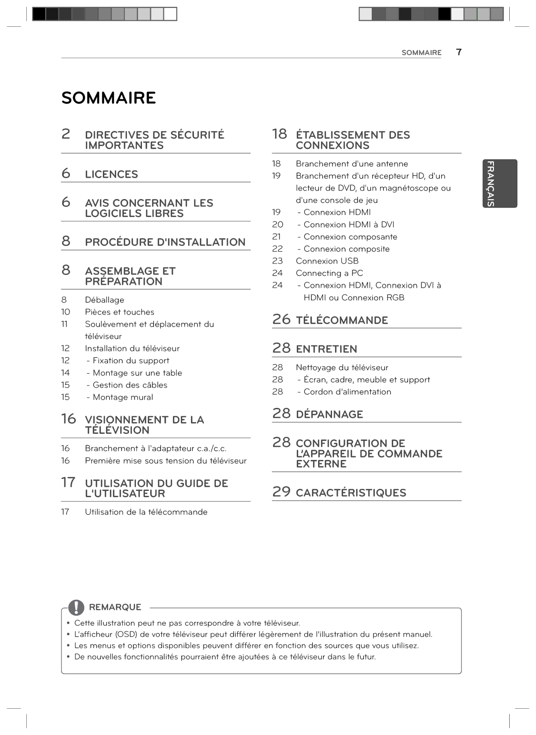 LG Electronics 29LN4510, 24LN4510 owner manual Sommaire, Assemblage ET Préparation 