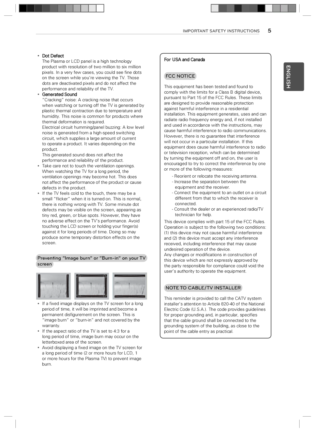 LG Electronics 29LN4510, 24LN4510 owner manual Dot Defect For USA and Canada, Generated Sound 