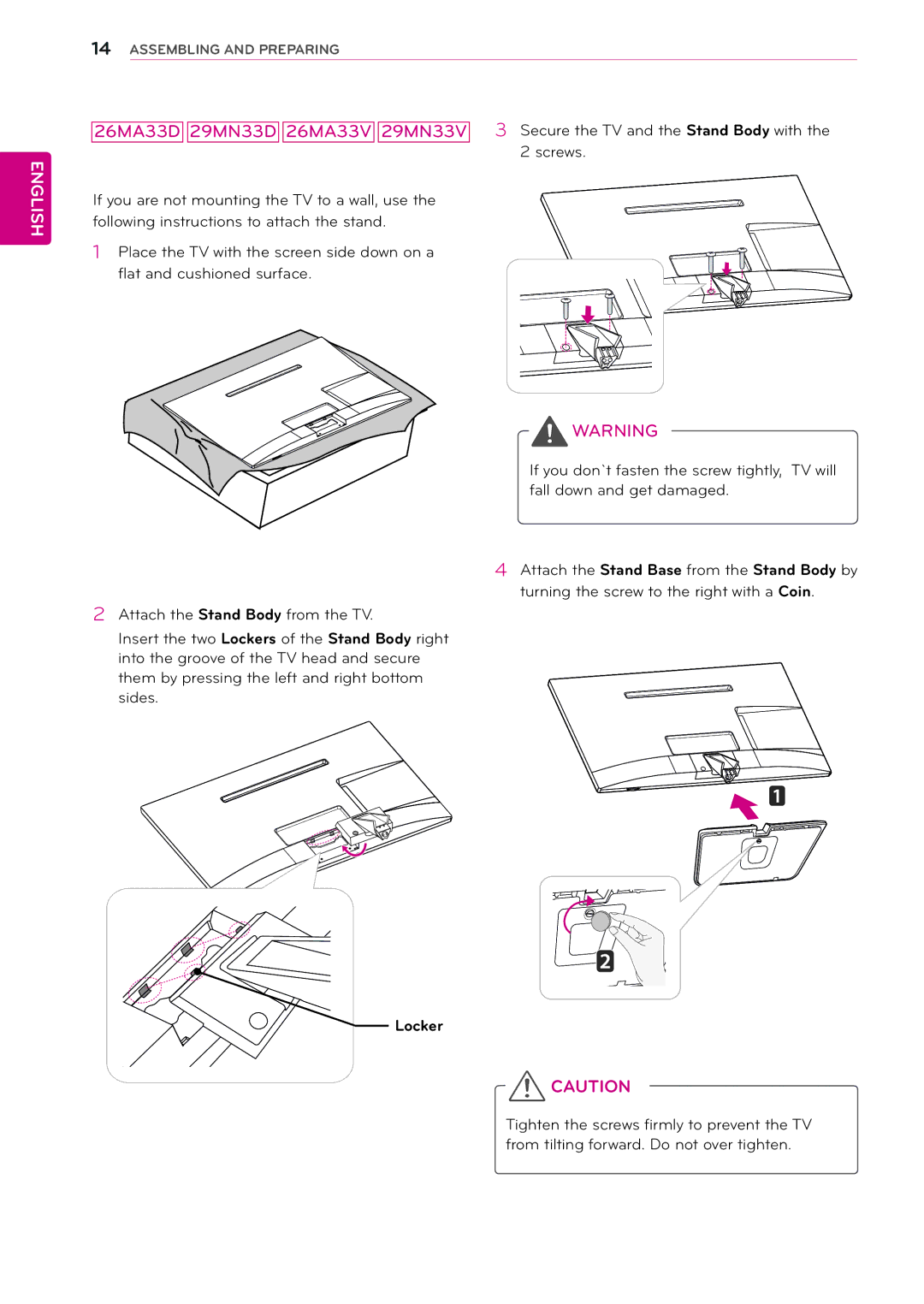 LG Electronics 26MA33V, 24MN33V, 24MN33D, 22MA33V, 22MA33D, 29MN33D, 26MA33D, 29MN33V owner manual Locker 