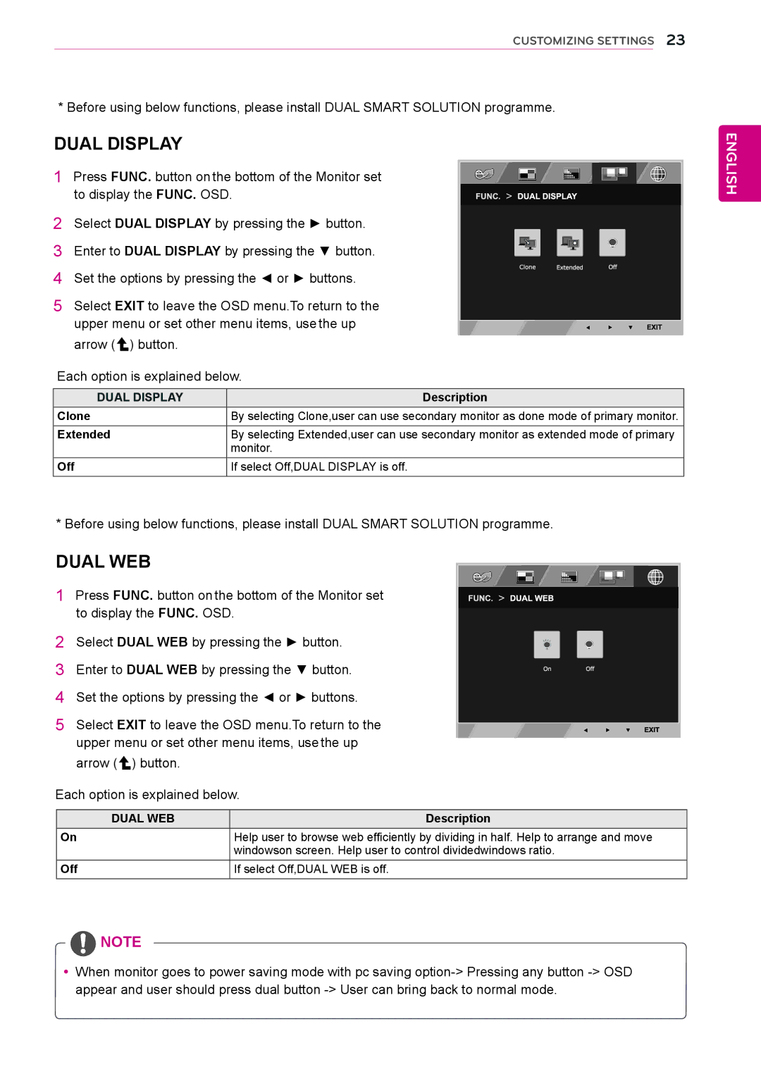 LG Electronics 24MP55HQP owner manual Dual Display, Dual WEB 