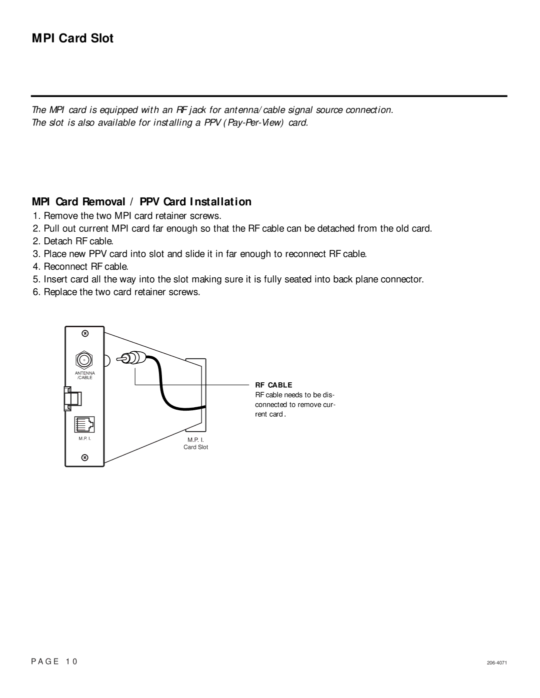 LG Electronics 26-3DCH-UA, 32-3DCH-UA setup guide MPI Card Slot, MPI Card Removal / PPV Card Installation, G E 1 