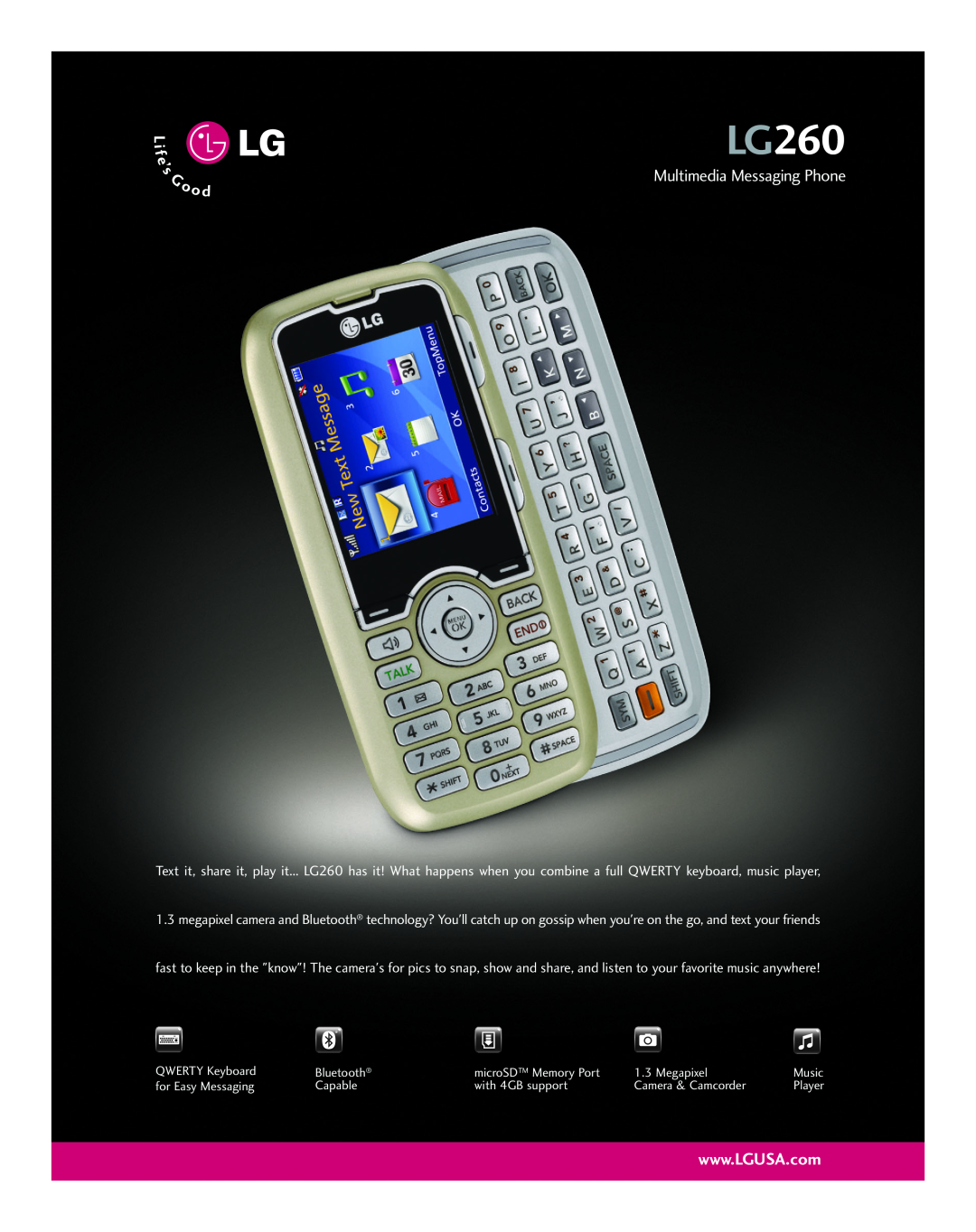 LG Electronics manual LG260, Multimedia Messaging Phone 