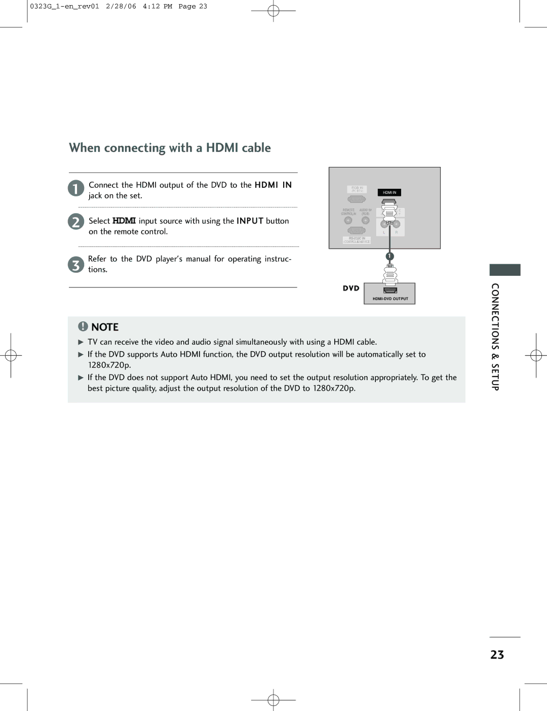 LG Electronics 42PC1RV, 26LC2R, 42PC3RV owner manual When connecting with a Hdmi cable 