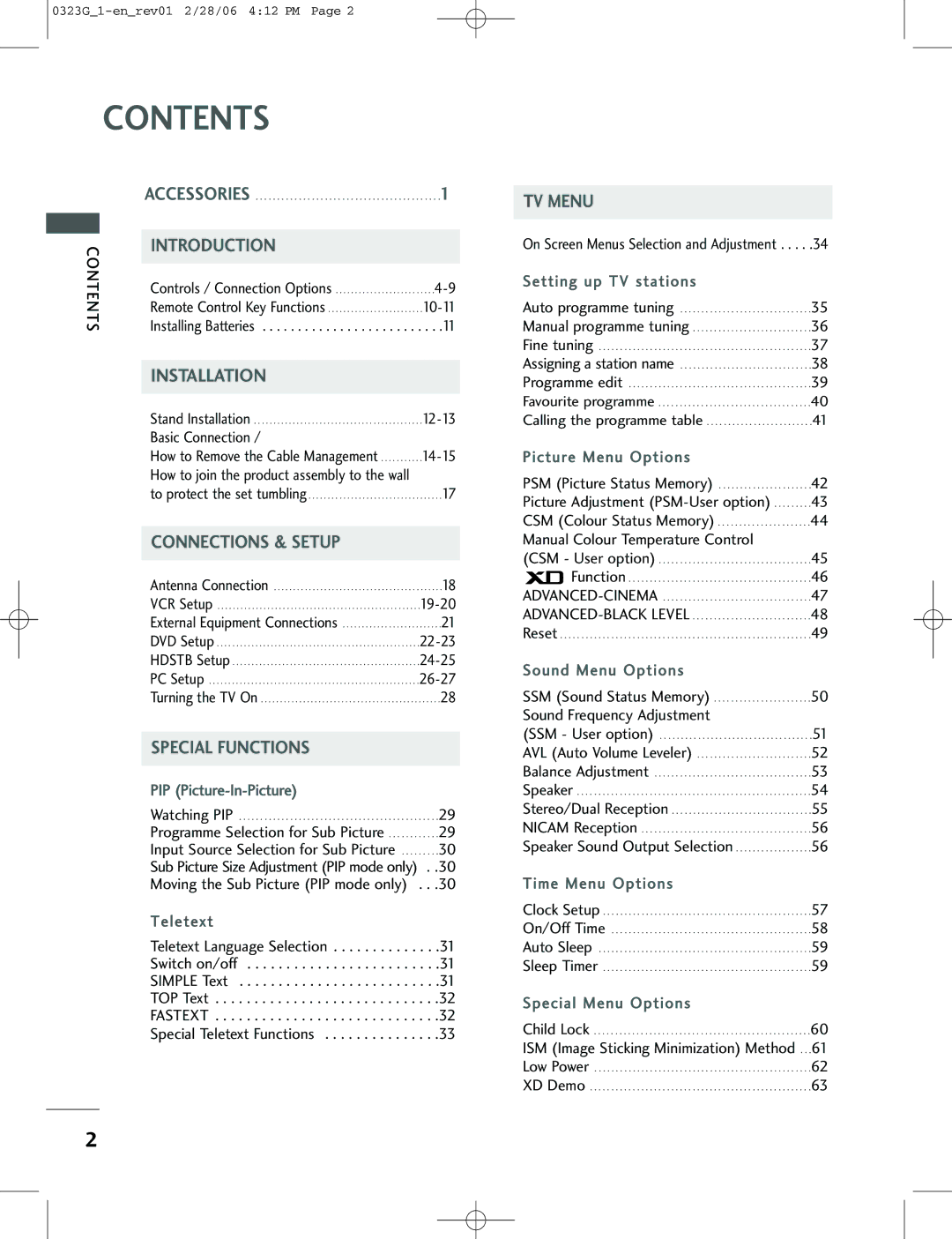 LG Electronics 42PC1RV, 26LC2R, 42PC3RV owner manual Contents 