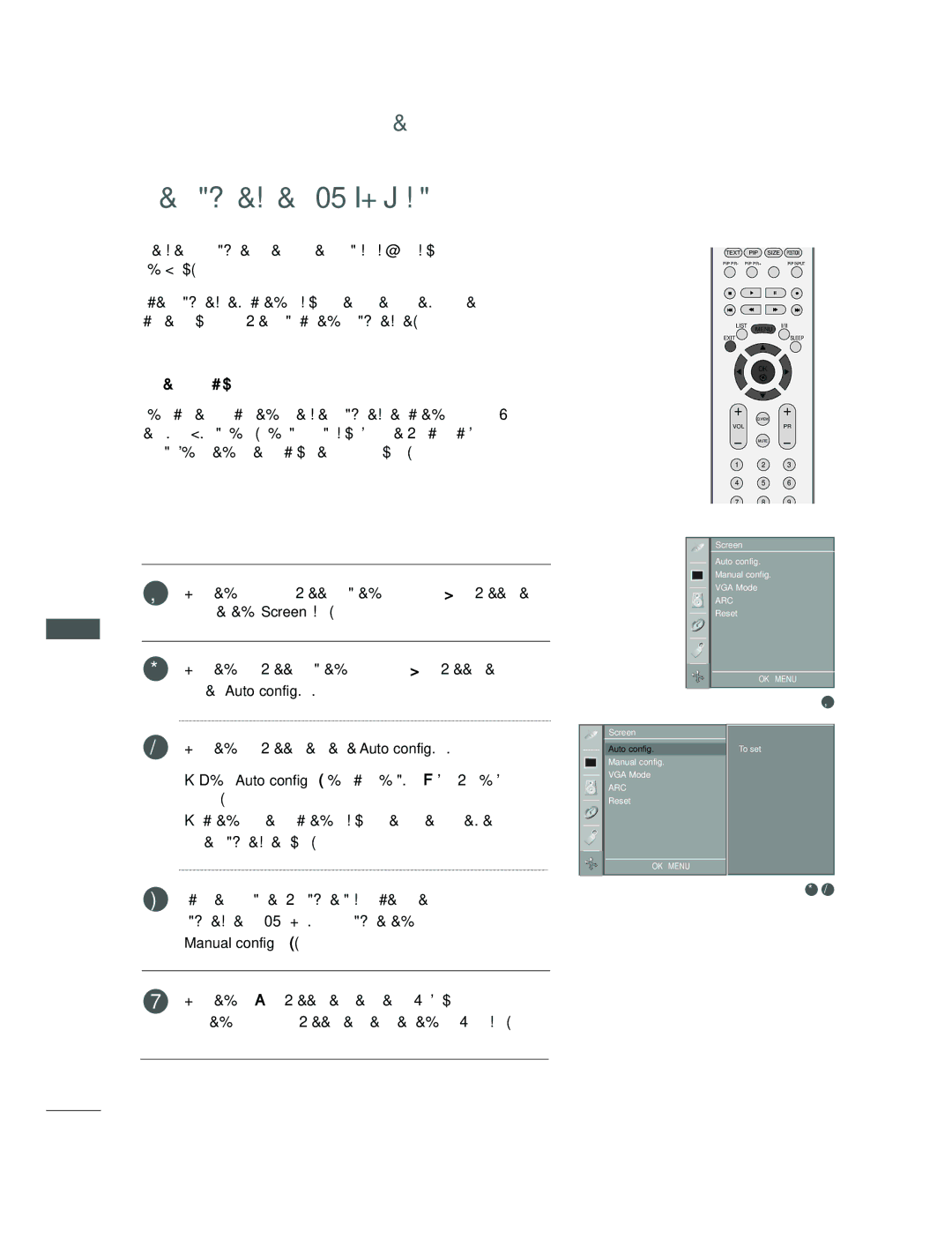 LG Electronics 26LC2R, 42PC1RV, 42PC3RV owner manual Auto adjustment RGB PC mode only, Auto configure 