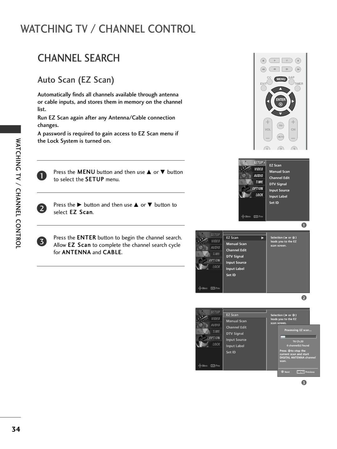 LG Electronics 26LC7D owner manual Channel Search 