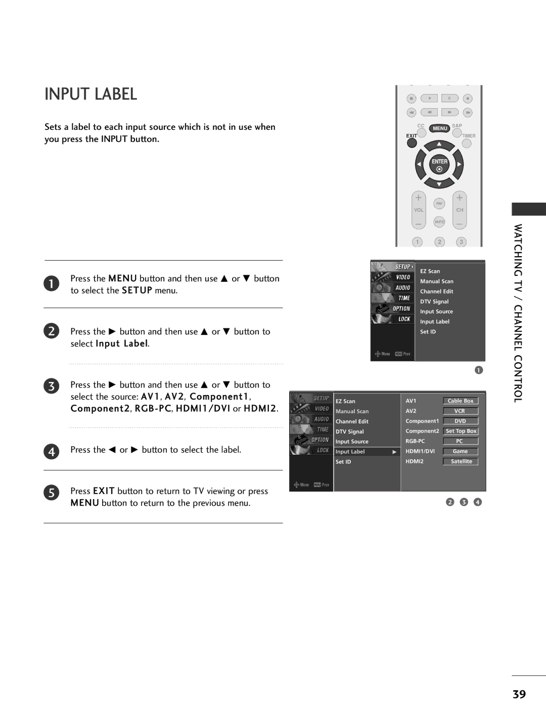 LG Electronics 26LC7D owner manual Input Label 