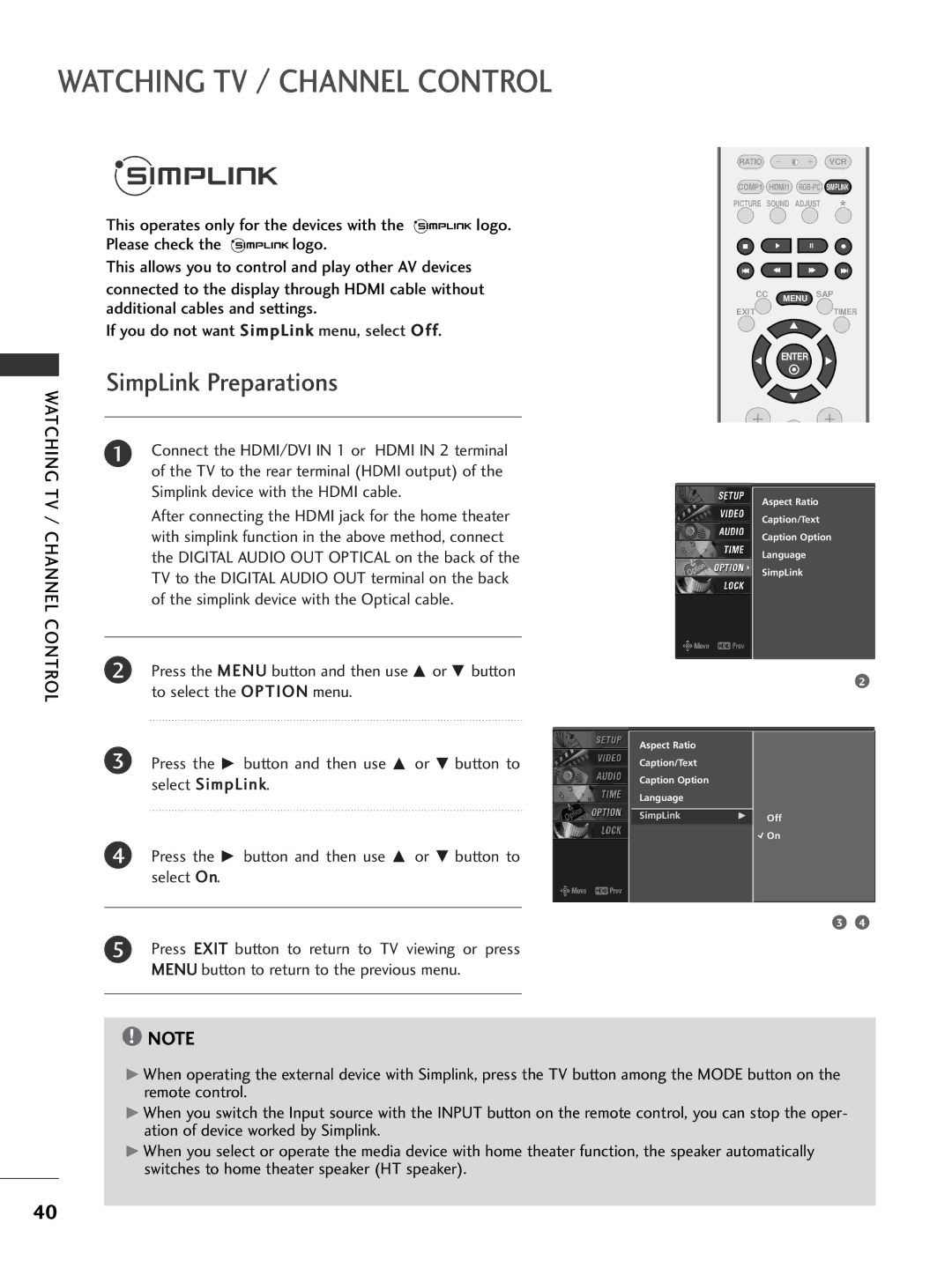 LG Electronics 26LC7D owner manual SimpLink Preparations 