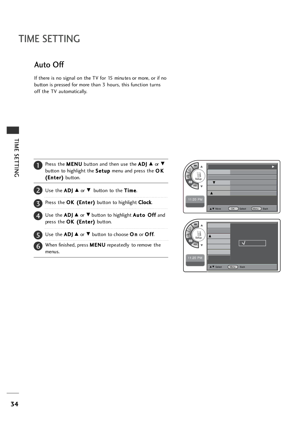 LG Electronics 26LH1DC3, 26LH1DC4, 26LH1DC5 manual Auto Off, Time 