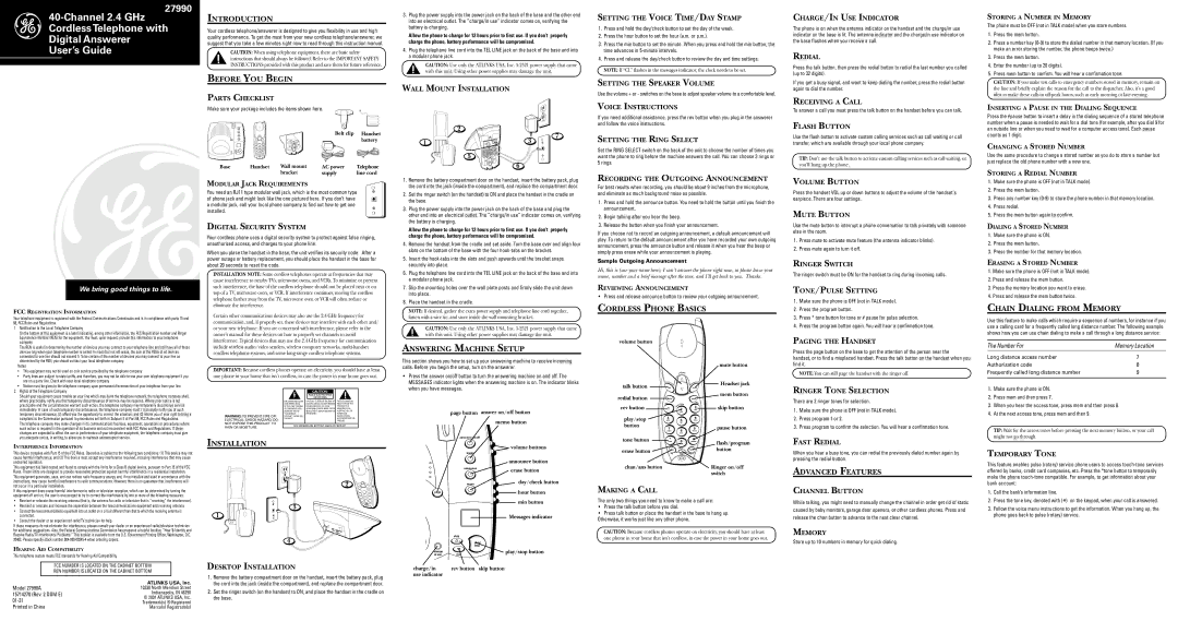 LG Electronics 27990 instruction manual Introduction Before YOU Begin, Answering Machine Setup, Cordless Phone Basics 