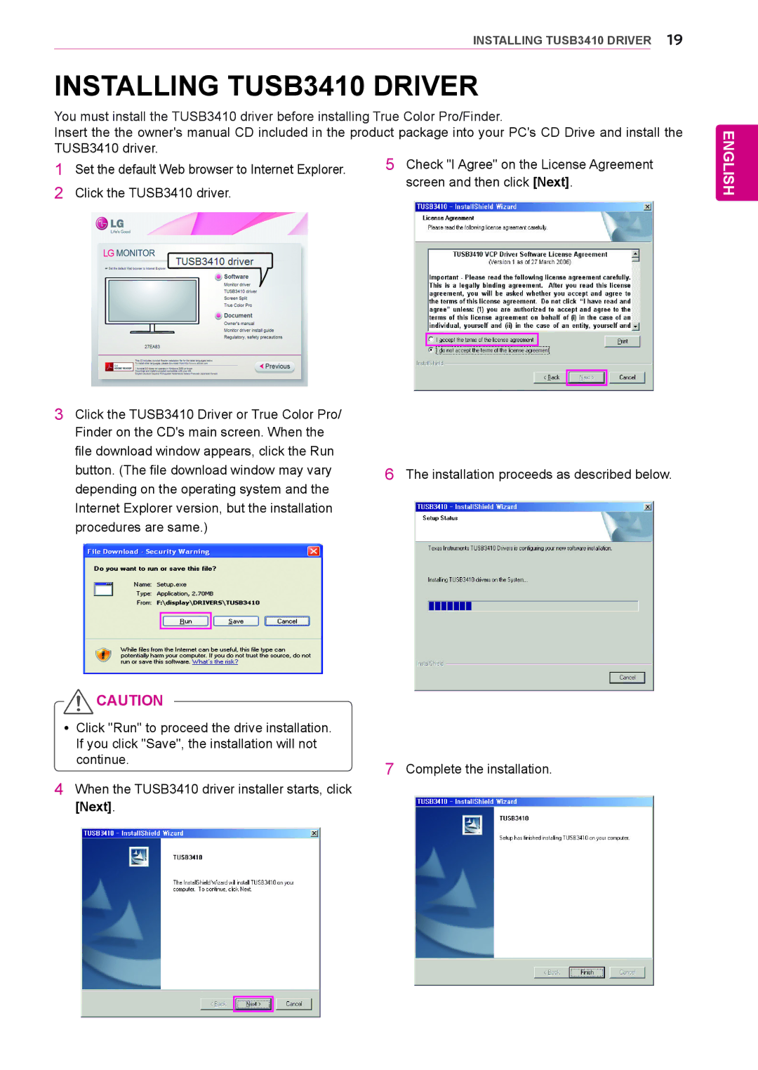 LG Electronics 27EA83R owner manual Installing TUSB3410 Driver 