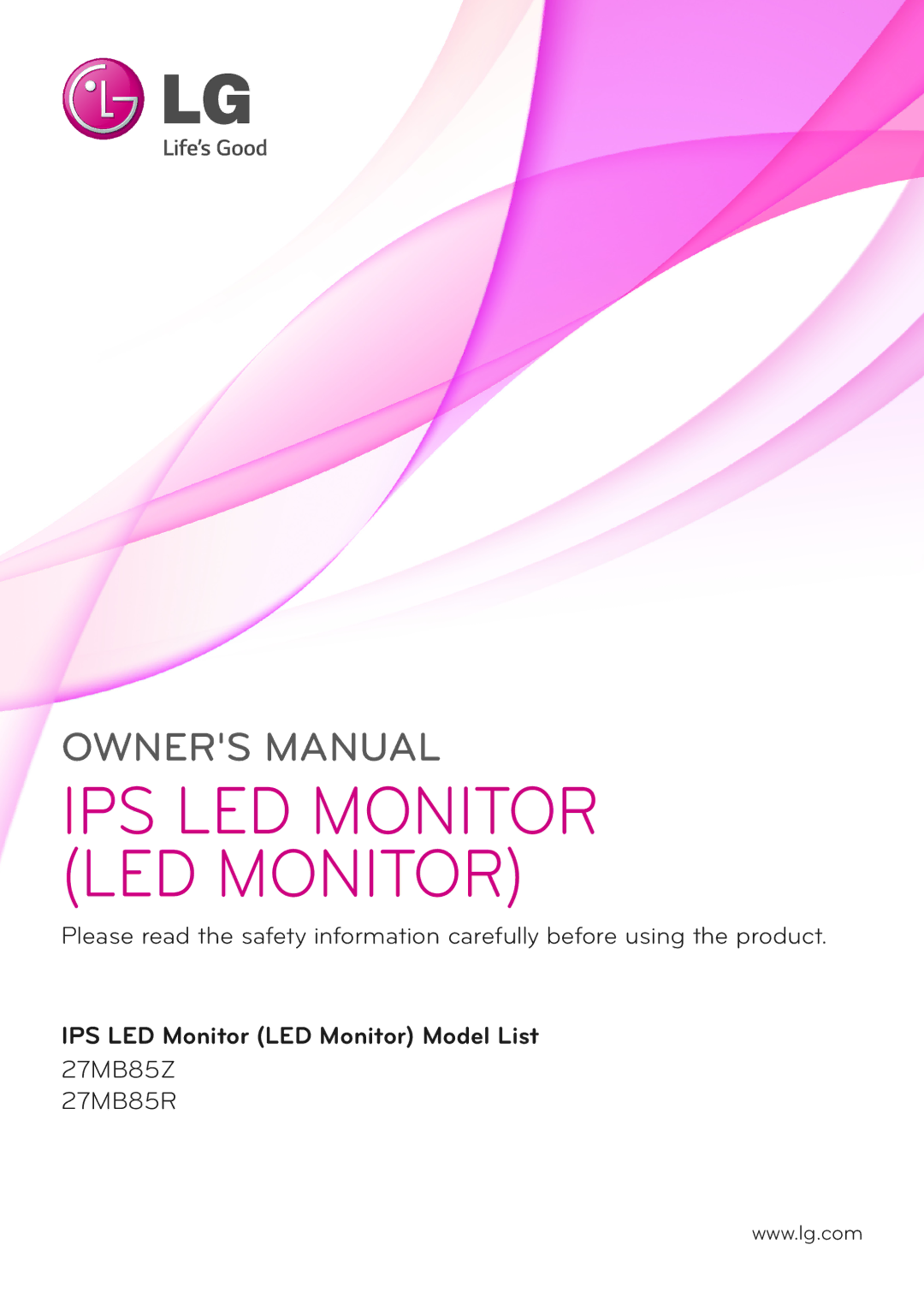 LG Electronics 27MB85RB owner manual IPS LED Monitor LED Monitor 