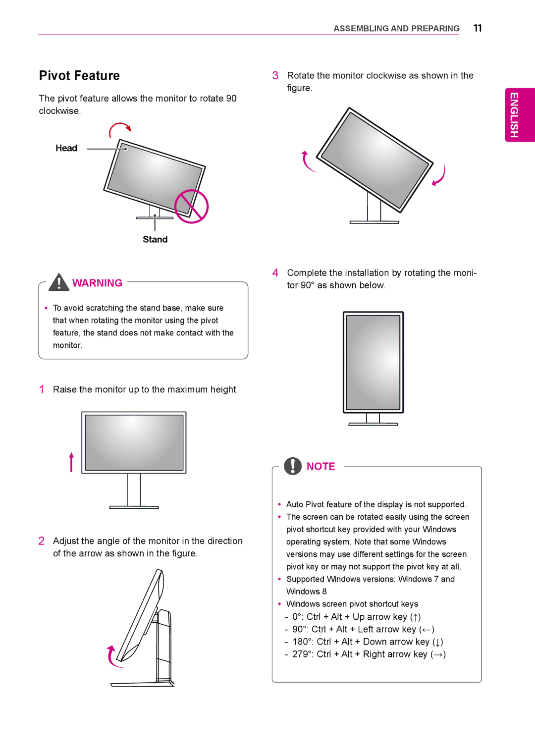 LG Electronics 27MB85RB owner manual Pivot Feature, Head Stand 