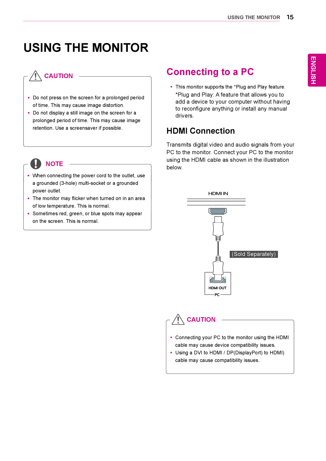 LG Electronics 27MB85RB owner manual Connecting to a PC, Hdmi Connection 