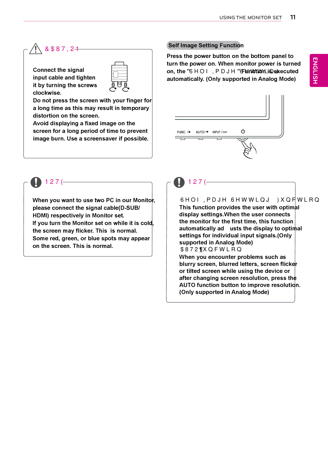 LG Electronics 27MP35HQ owner manual YSelf Image Setting Function, ‘AUTO’ Function 