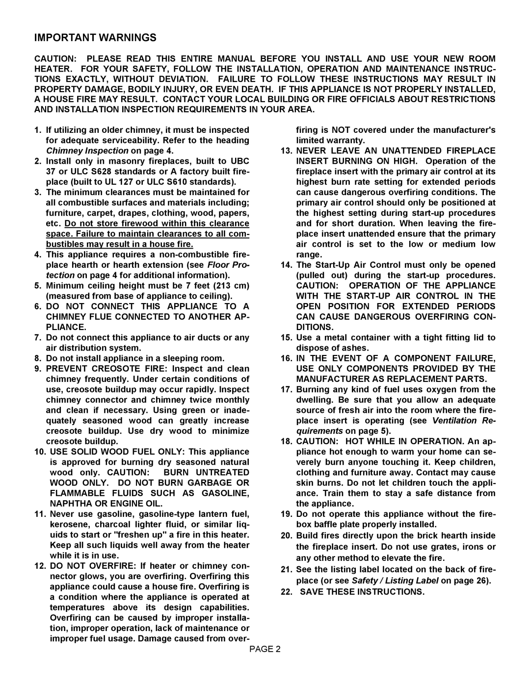 LG Electronics 2800HT operation manual Important Warnings 