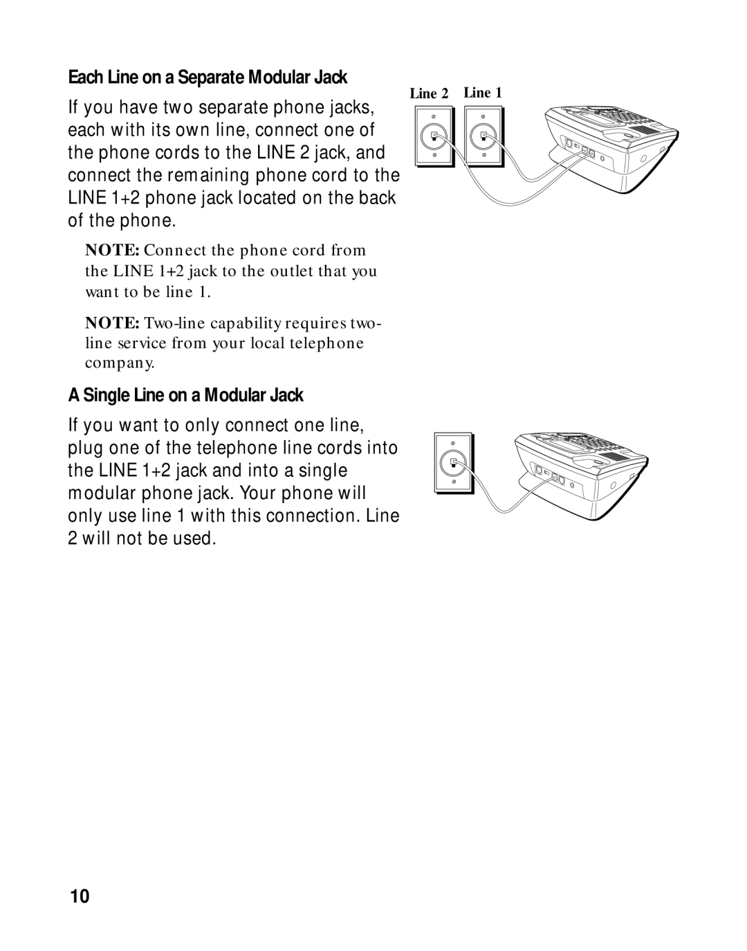 LG Electronics 29460 manual Each Line on a Separate Modular Jack, Line 2 Line 