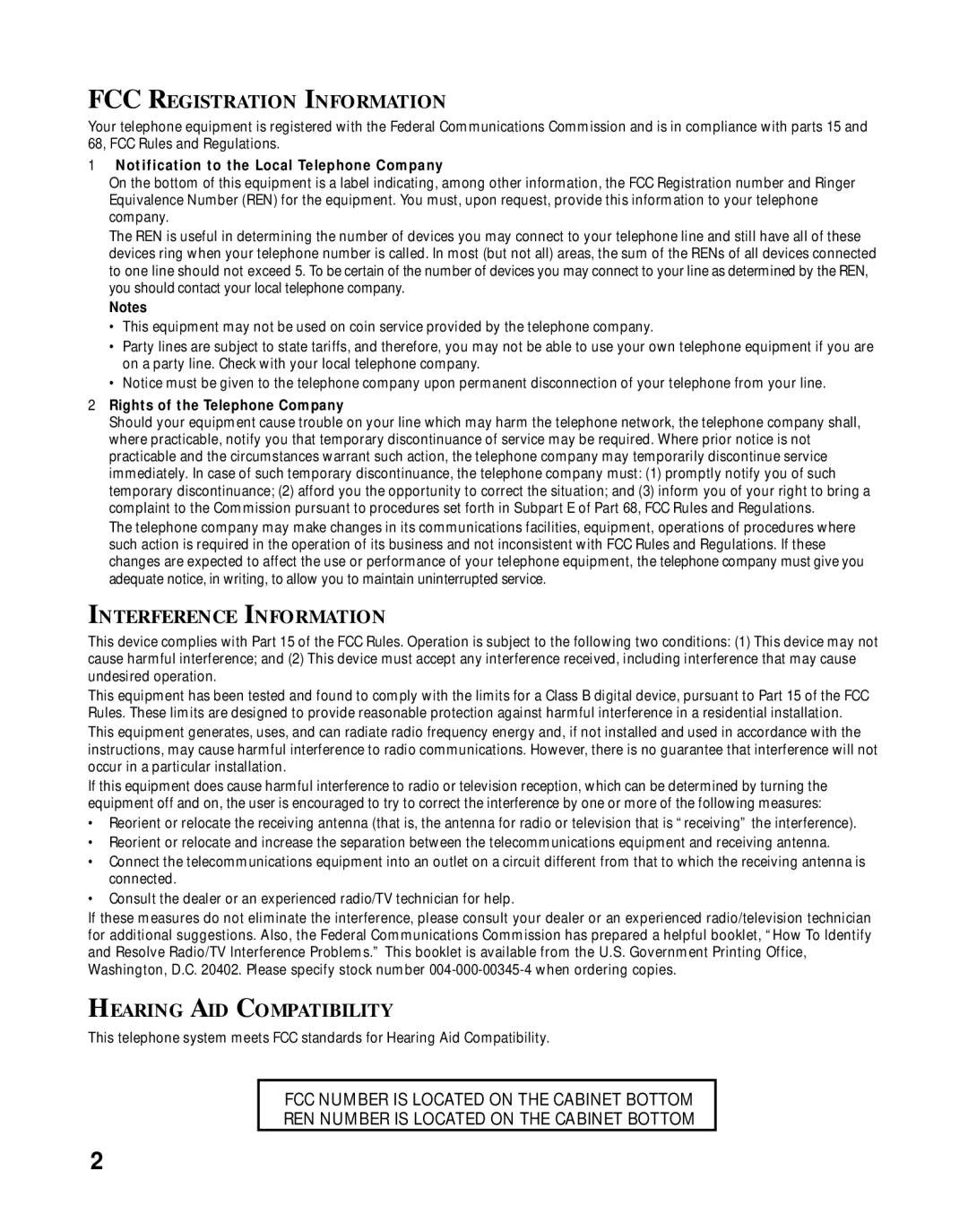 LG Electronics 29460 manual FCC Registration Information 