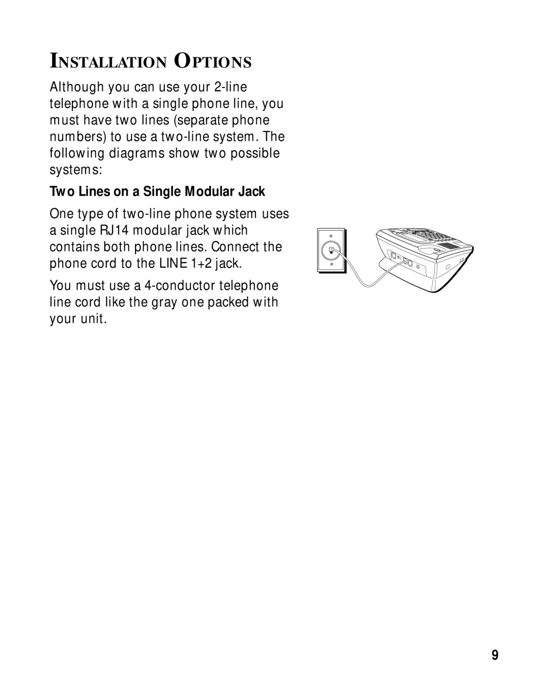 LG Electronics 29460 manual Installation Options, Two Lines on a Single Modular Jack 