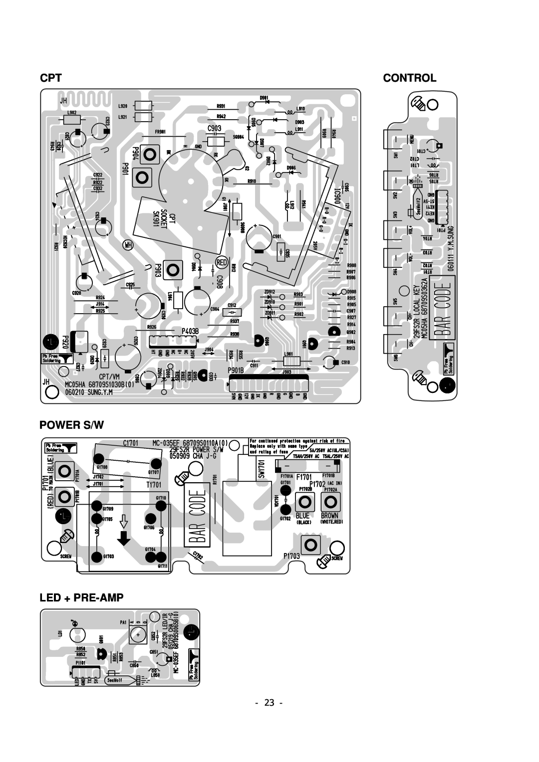 LG Electronics 29FS2AMB/ANX-ZE service manual Control, Power S/W Led + Pre-Amp 