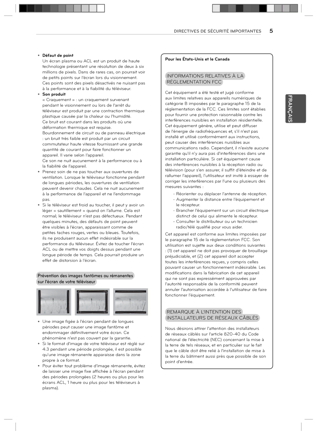 LG Electronics 29LN4510 owner manual Défaut de point Pour les États-Unis et le Canada, Son produit 