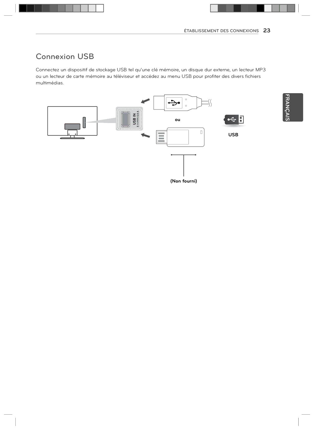 LG Electronics 29LN4510 owner manual Connexion USB 