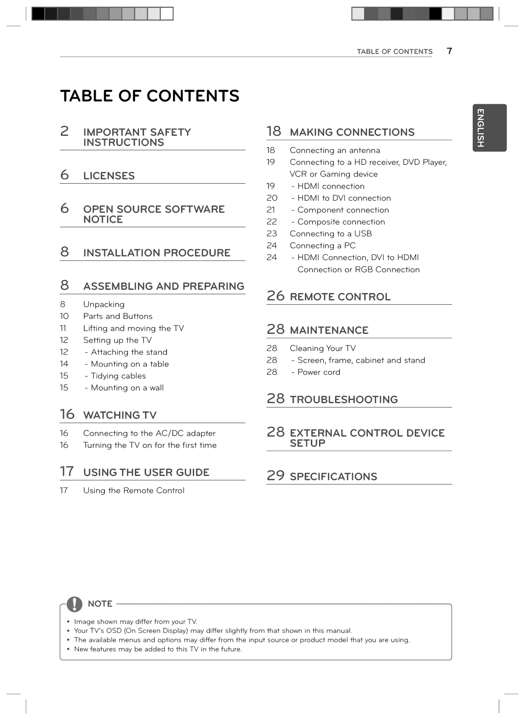 LG Electronics 29LN4510 owner manual Table of Contents 