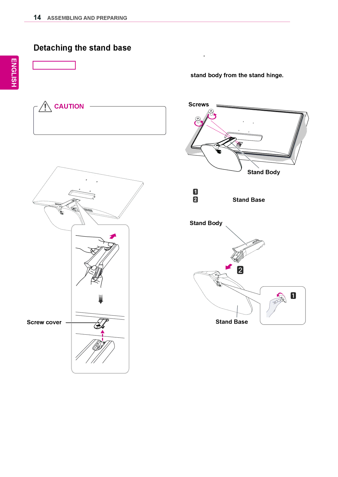 LG Electronics 25UM55, 29UB55, 29UM55, 25UB55 owner manual Detaching the stand base 