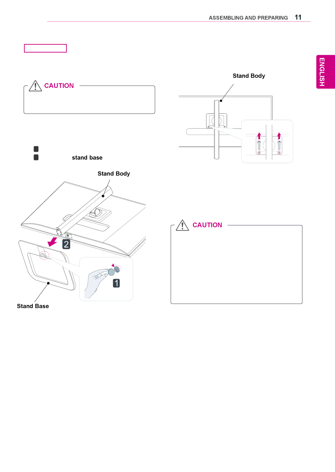 LG Electronics 29UM65, 29UB65 owner manual Remove the two screws from the stand body 