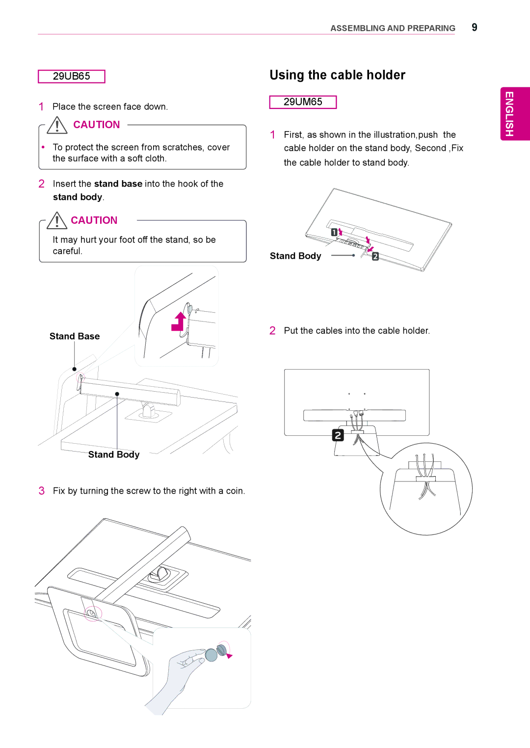 LG Electronics 29UM65, 29UB65 owner manual Using the cable holder 