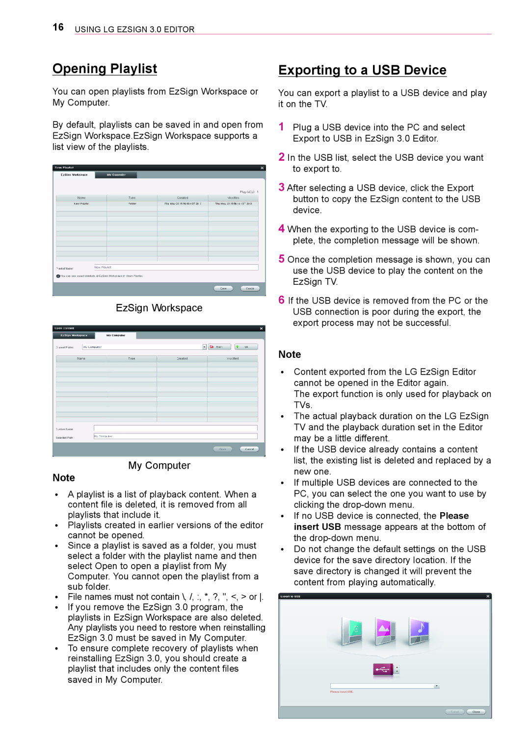 LG Electronics 3 owner manual Opening Playlist, Exporting to a USB Device 