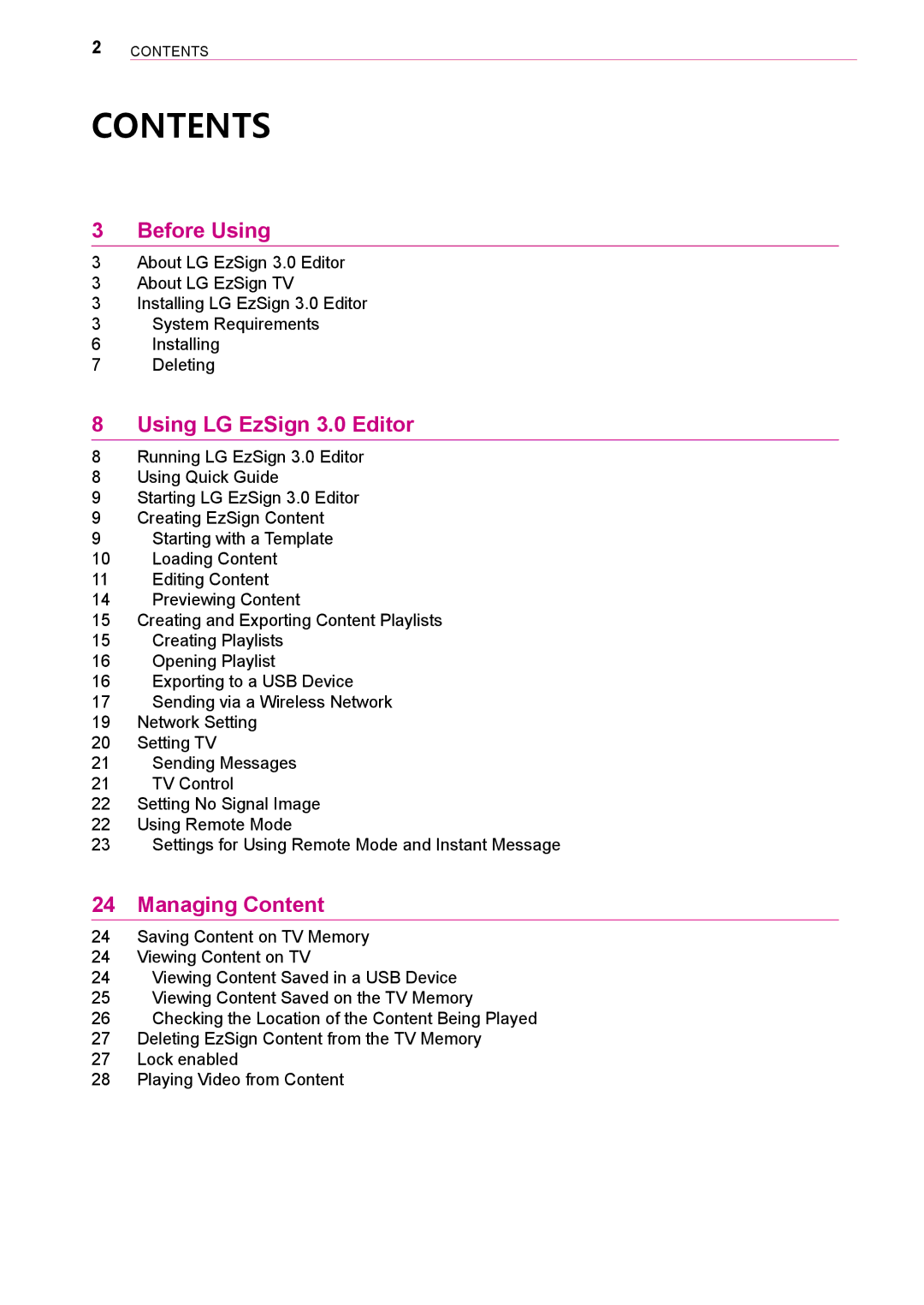 LG Electronics 3 owner manual Contents 