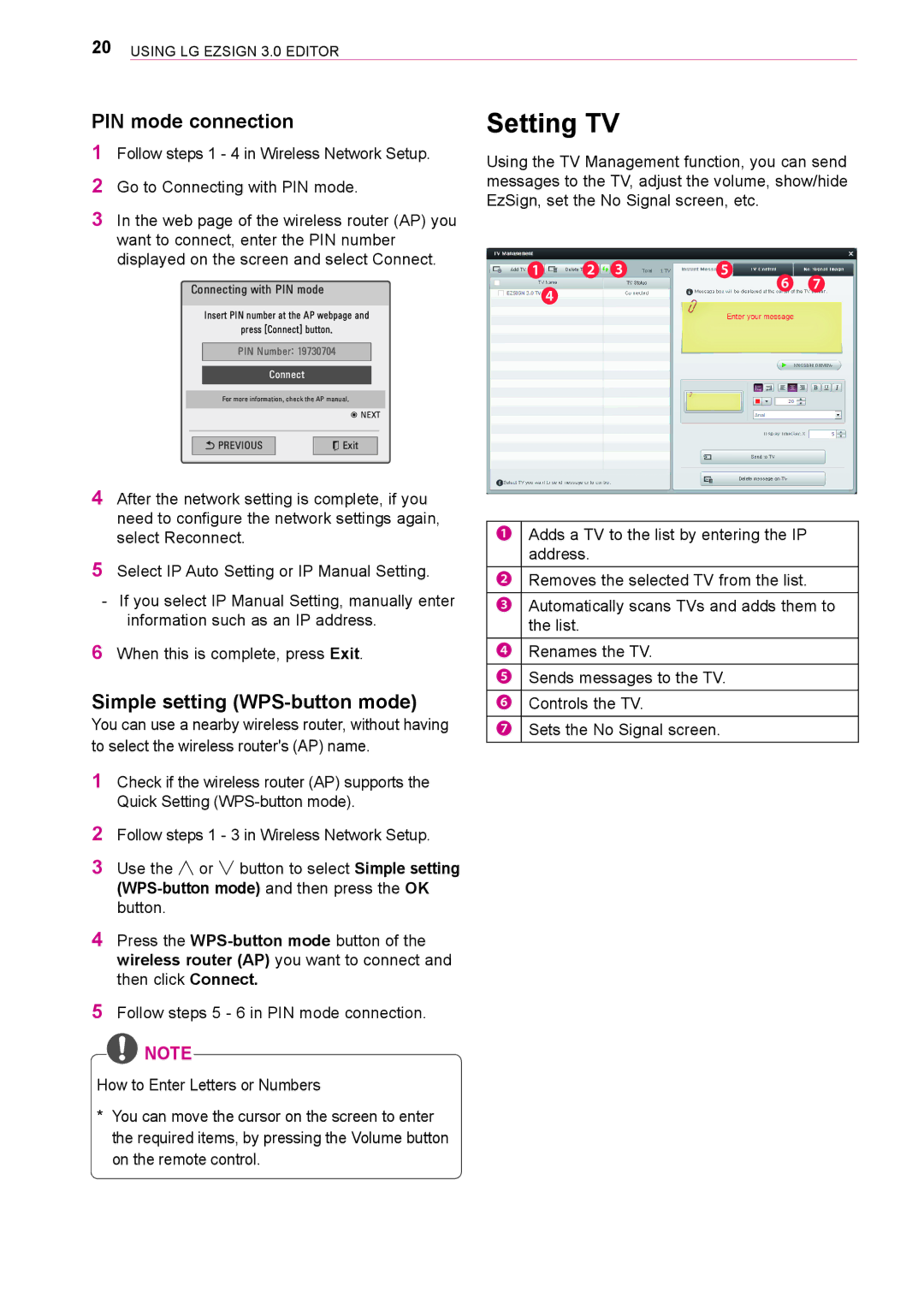 LG Electronics 3 owner manual Setting TV, PIN mode connection, Simple setting WPS-button mode 